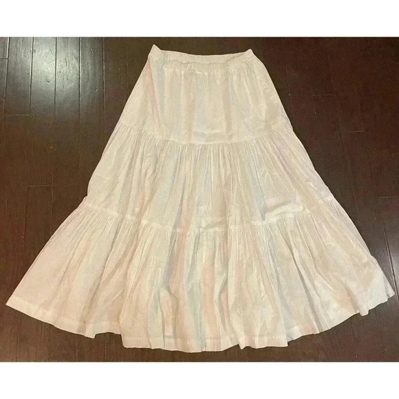 Eskandar 2 Skirt Petticoat White Romantic Cotton 3 Tiered Peasant Boho Maxi - Picture 6 of 9